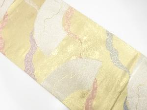 地紙に荒波・草花模様織出し袋帯